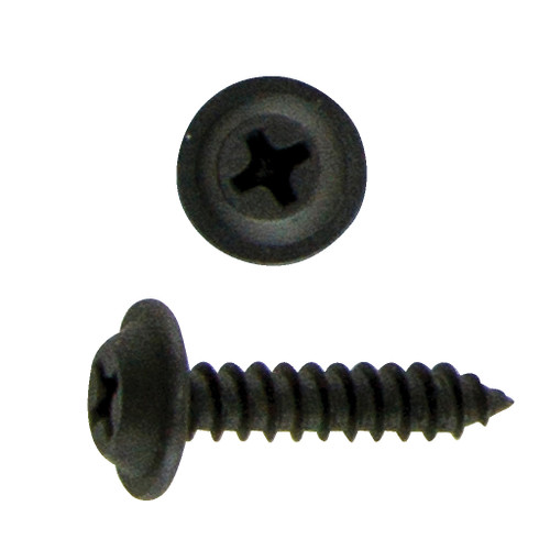 #8 x 1/2" Phillips Flat Top Washer Head Sheet Metal Screw, Black Phosphate