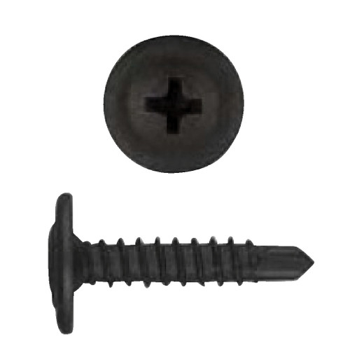 #8 x 3/4" Phillips Oval Washer Head Self Drill Screw, Black Phosphate