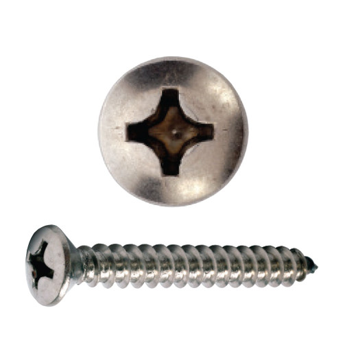 #12-14 x 1" Phillips Oval Head Sheet Metal Screw, 18-8 Stainless Steel #12-14 x 1" Phillips Oval Head Sheet Metal Screw, 18-8 Stainless Steel