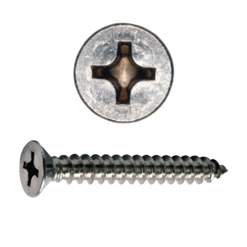 #12-14 x 2-1/2" Phillips Flat Head Sheet Metal Screw, 18-8 Stainless Steel