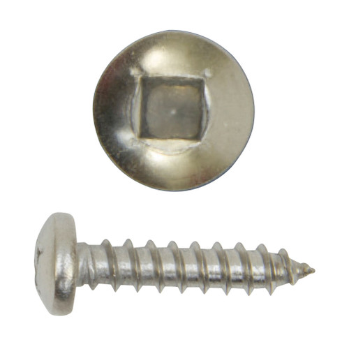 #12-14 x 3/4" Square Drive Pan Head Sheet Metal Screw, 18-8 Stainless Steel