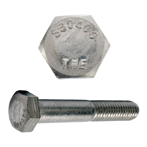 1/4"-20 x 1/2" Hex Head Cap Screw, 18-8 Stainless Steel