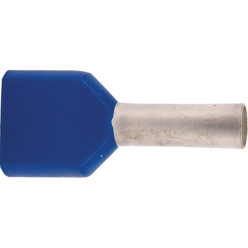 14 AWG, 8 mm Barrel Length Twin Ferrule Connector - Blue 14 AWG, 8 mm Barrel Length Twin Ferrule Connector - Blue
