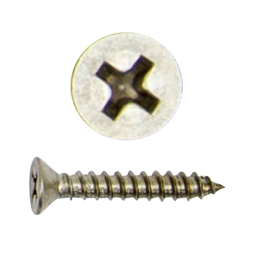 #6 x 5/8" Phillips Flat 82 degree Sheet Metal Screw, Stainless Steel