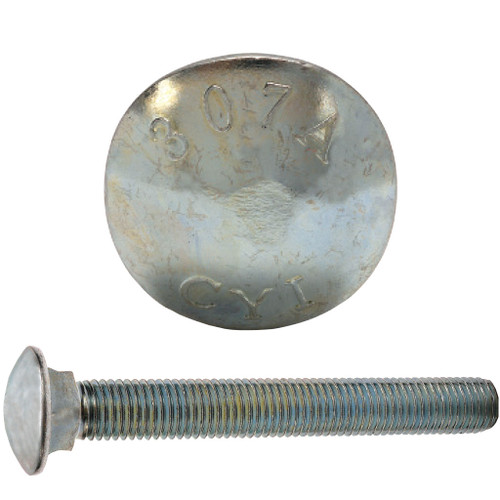 1/2"-13 x 1" Carriage Bolt, Zinc Plated Finish