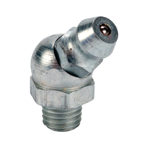 1/4"28 Taper 45 Degree, MilSpec Grease Fitting, Steel, Zinc Finish