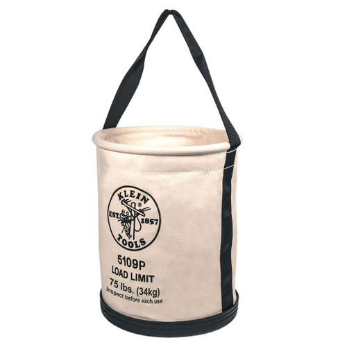 Canvas Bucket, Wide Straight-Wall with Pocket, Molded Bottom, 12" Canvas Bucket, Wide Straight-Wall with Pocket, Molded Bottom, 12"
