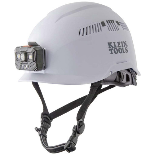 Safety Helmet, Vented-Class C, with Rechargeable Headlamp, White Safety Helmet, Vented-Class C, with Rechargeable Headlamp, White