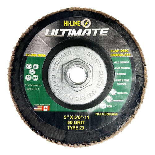 5", 60 Grit Ultimate Hi-Line Flap Disc with Zinc Hub