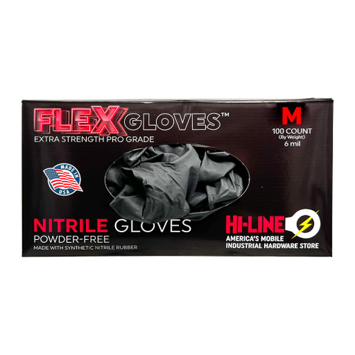 Hi-Line Flex 6 Mil Pro Strength Nitrile Gloves, Medium Hi-Line Flex 6 Mil Pro Strength Nitrile Gloves, Medium