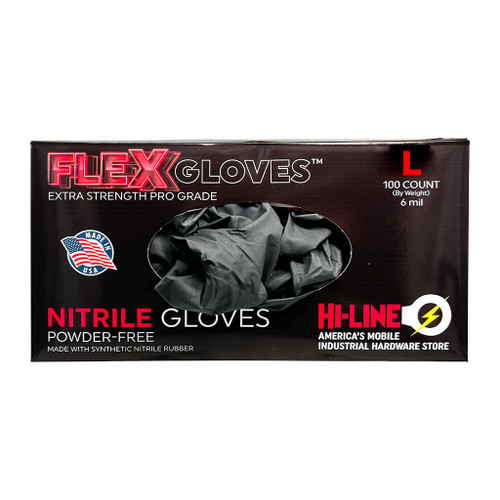 Hi-Line Flex 6 Mil Pro Strength Nitrile Gloves, Large Hi-Line Flex 6 Mil Pro Strength Nitrile Gloves, Large