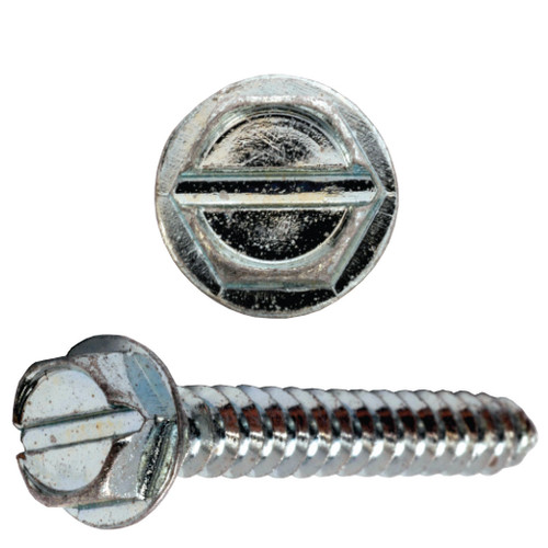 #10-16 x 2-1/2" Slotted Hex Washer Head Sheet Metal Screw, Zinc Plated