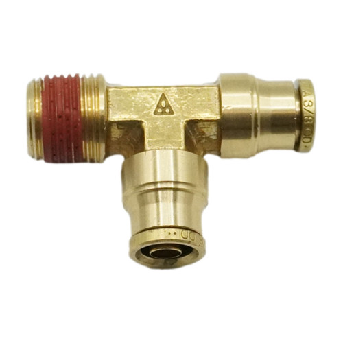 3/8" Tube O.D. x 3/8"  D.O.T. Air Brake Brass Push-In Male Run Tee