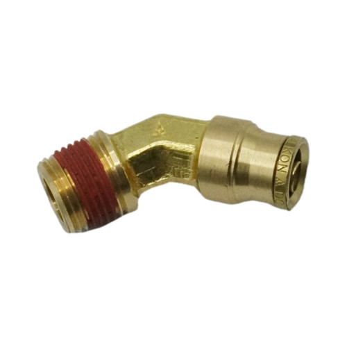 3/8" Tube O.D. x 3/8" D.O.T. Air Brake Brass Push-In 45 deg Male Elbow
