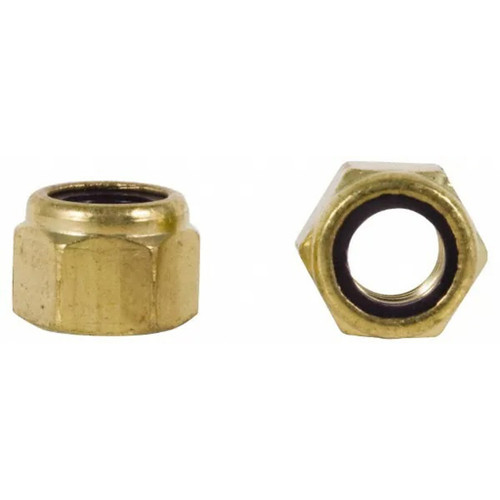 1/2"-13 Hex Lock Nut, Brass, Nylon Insert