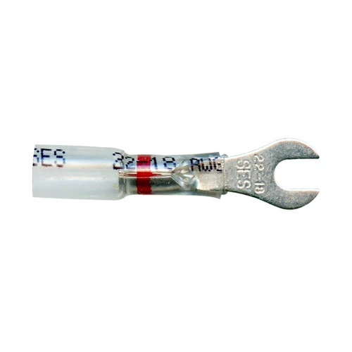 22-18 AWG, Fork, #6 Stud, Crimp N Seal Crystal Clear Window