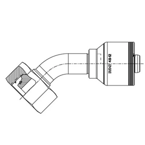 -12 Hose x -20 End, Female Swivel DIN 24 deg Seat, 45 deg Elbow (Heavy), 4S Series