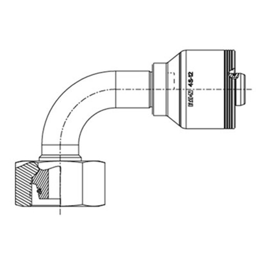 -16 Hose x -25 End, Female Swivel DIN 24 deg Seat, 90 deg Elbow (Heavy), 4S Series