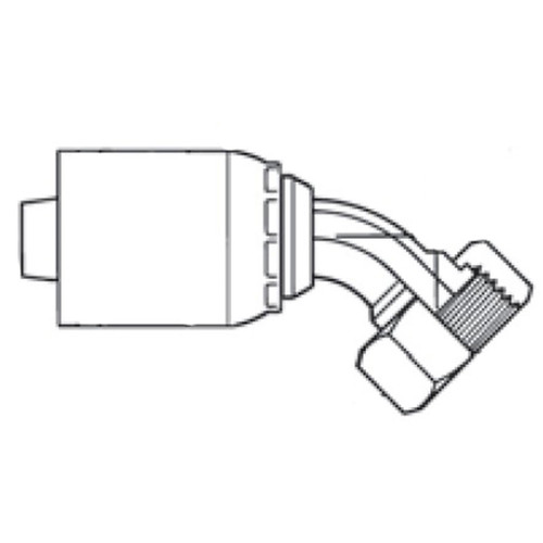 Female FOR-SEAL Swivel 45 deg Tube Elbow