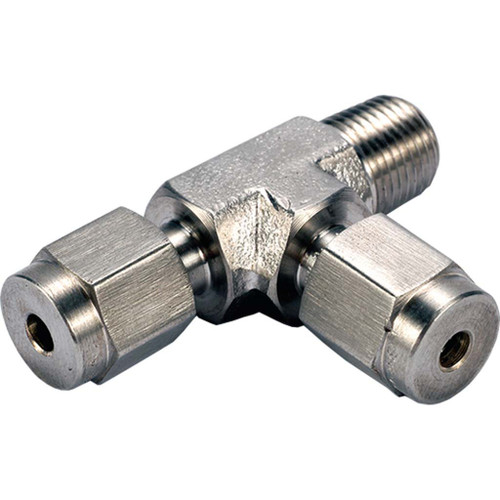 Male Run Tee, Double Ferrule - Stainless Steel