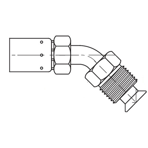 Inverted Male Swivel 45 deg Tube Elbow, 'E' Series