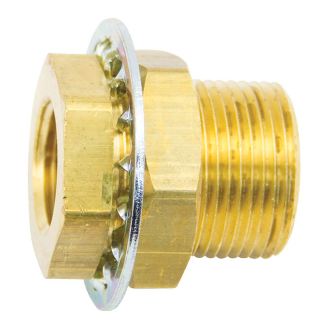 1/2 FPT x 1.50 L, Brass Pipe Bulkhead Coupling, Style 1 - 1351 - Hi-Line  Inc.