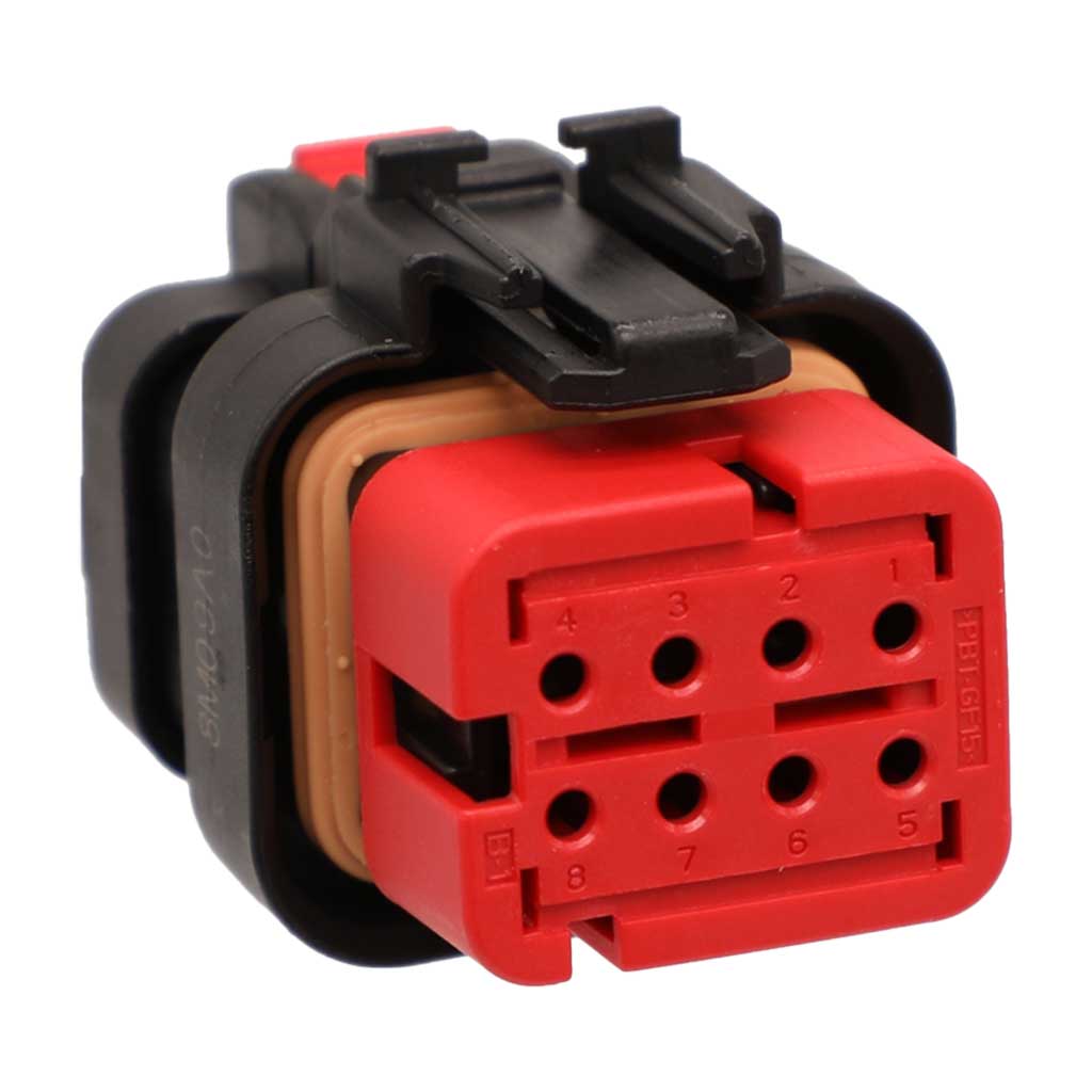 8 Positions Plug Housing Reduced Wire Seal Black, Key A Red - Hi