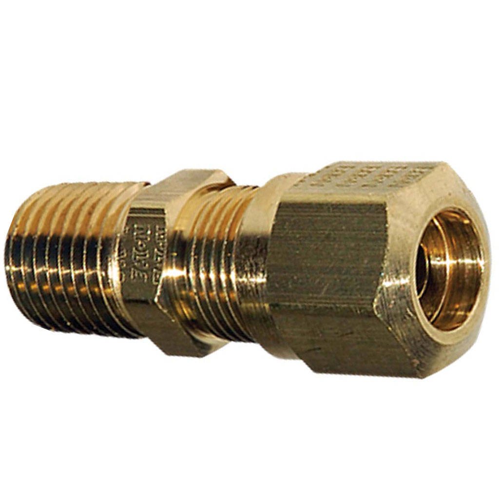 Brass Compression - Fittings Connector - Tube to Male Pipe - 3/16 Inch Tube  x 1/8 Inch Male Pipe Thread (MPT), Connector Tube to Male Pipe, Air Shift  Transmission Fittings, Brass Fittings, Fluid Power