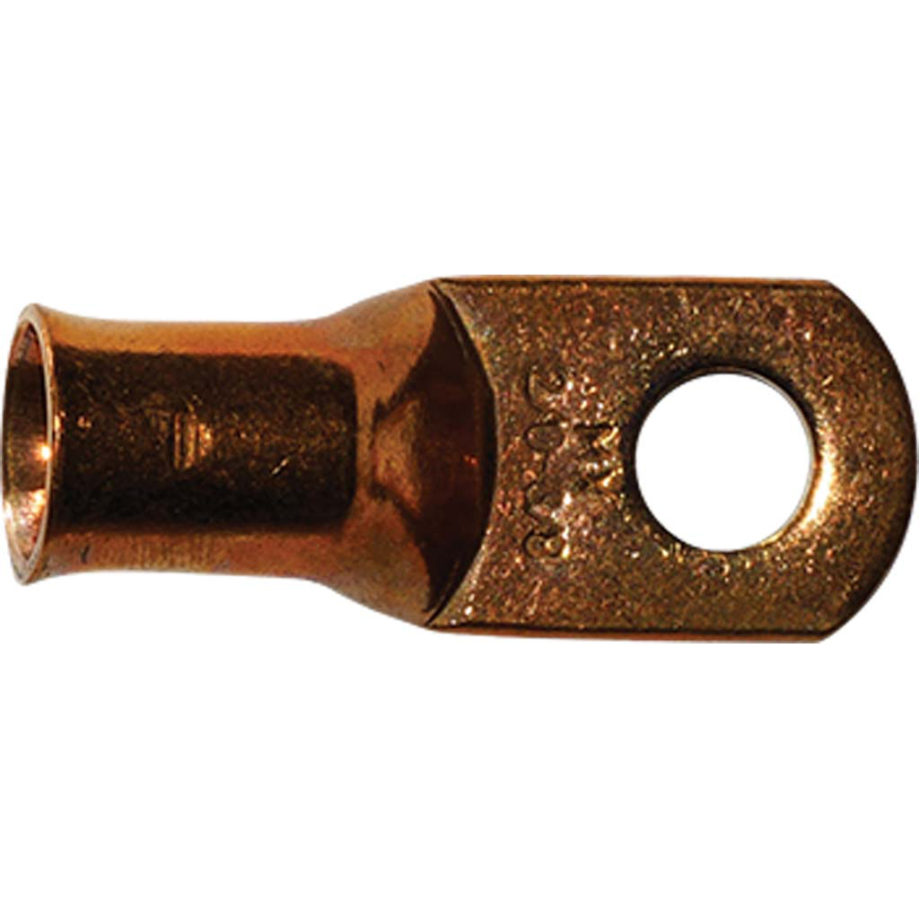 2/0 AWG, 3/8 Stud Size, Heavy Duty - Bare Copper Cable Lug - Hi-Line Inc.