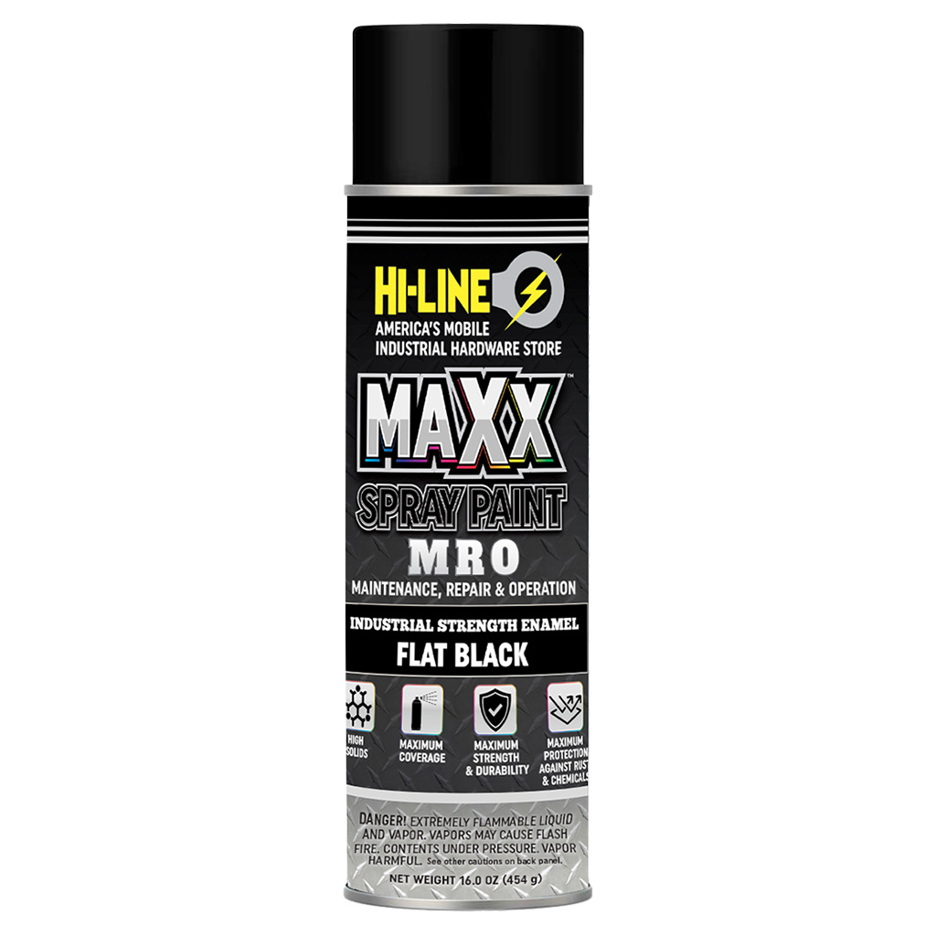 Maxx Spray Paint MRO Enamel, Flat Black - Hi-Line Inc.