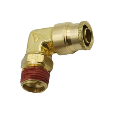 ALKON DOT Brass Quick Connect Air Brake Swivel – 45° Male Elbow, 1/2" Tube X 1/2" NPT