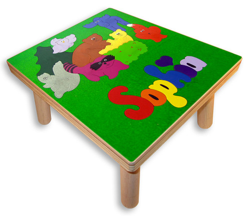 Childs name puzzle stool