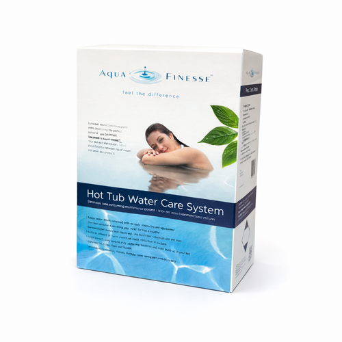 AquaFinesse hot tub water care system box for simple spa water maintenance and cleaner hot tub water
