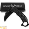 White Deer Tactical Defense Emergency Karambit Knife Lightened Assisted Open Black