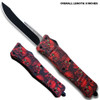 8" Overall Drop Point Edged Red Zombie OTF Knife Green Eye