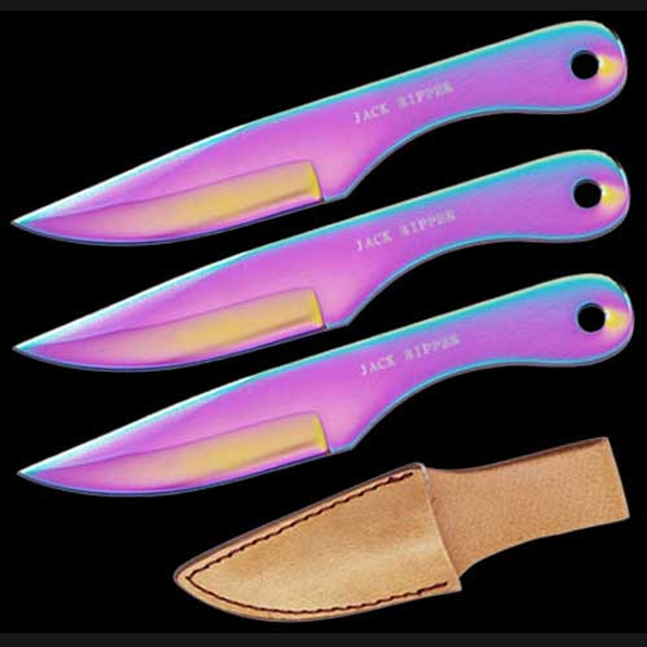 Jack Ripper Trinity Titanium Throwing Knives Set Coated Iridescent 6in ...