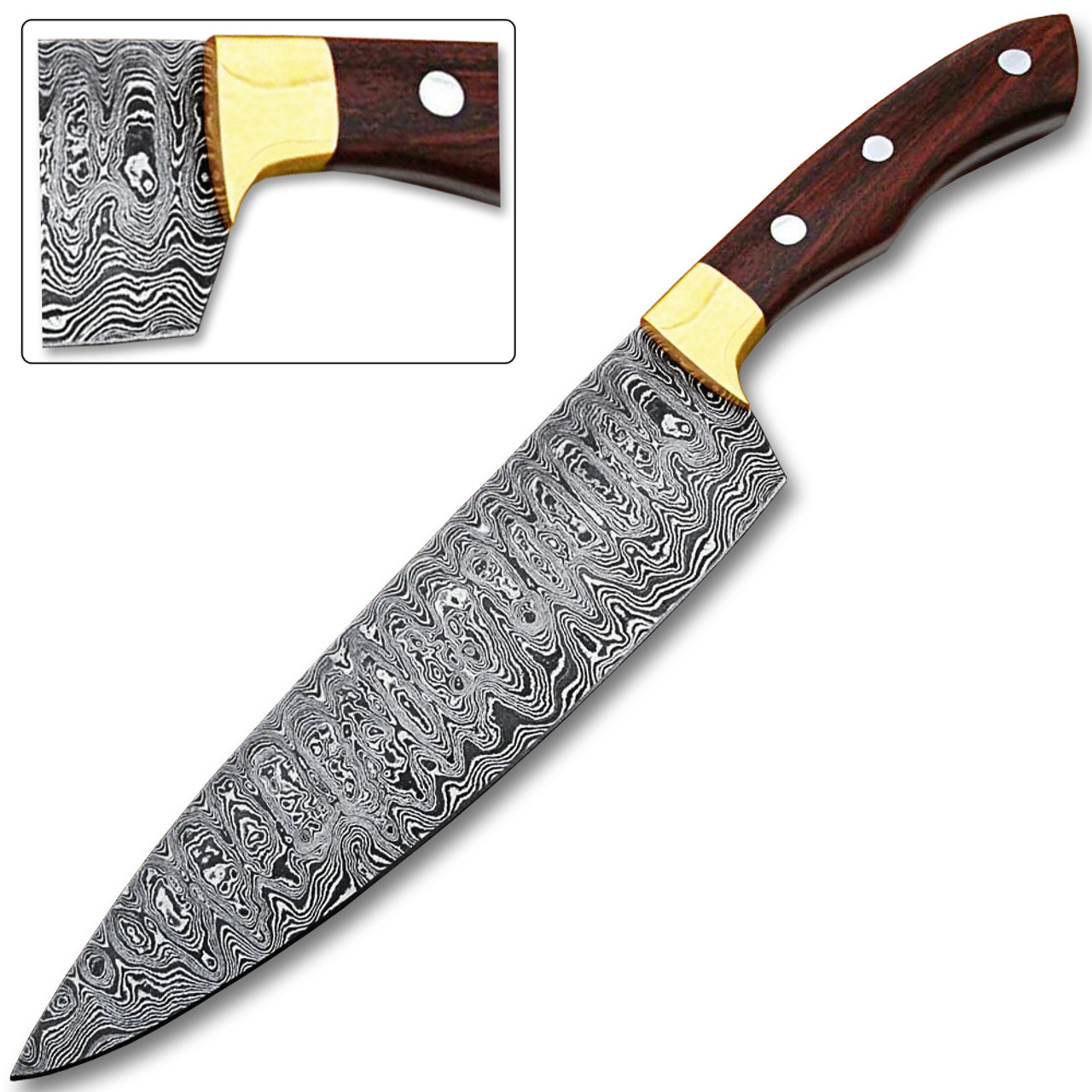 prime damascus Chef Knife, Sharp kitchen knives, Professional meat Cutting  knife for Chefs, Best Handmade Gift (Rose Wood with Spacer) (Rose Wood)