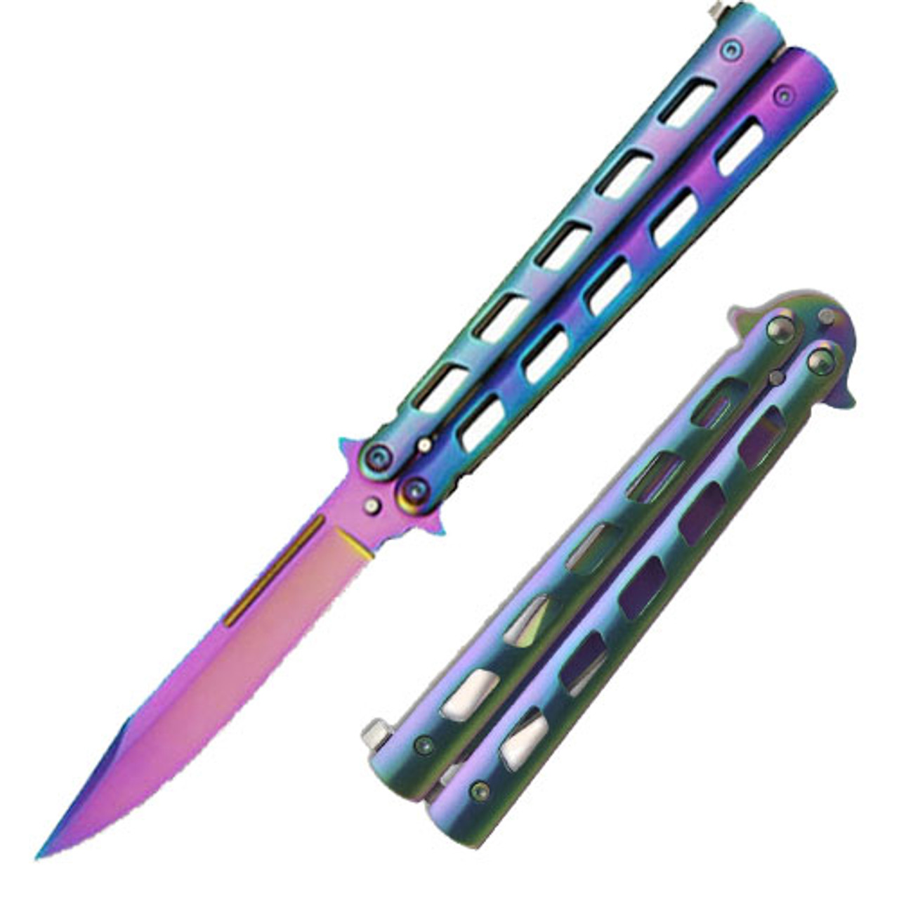 Monarch Rainbow Butterfly Knife Balisong Edge Import