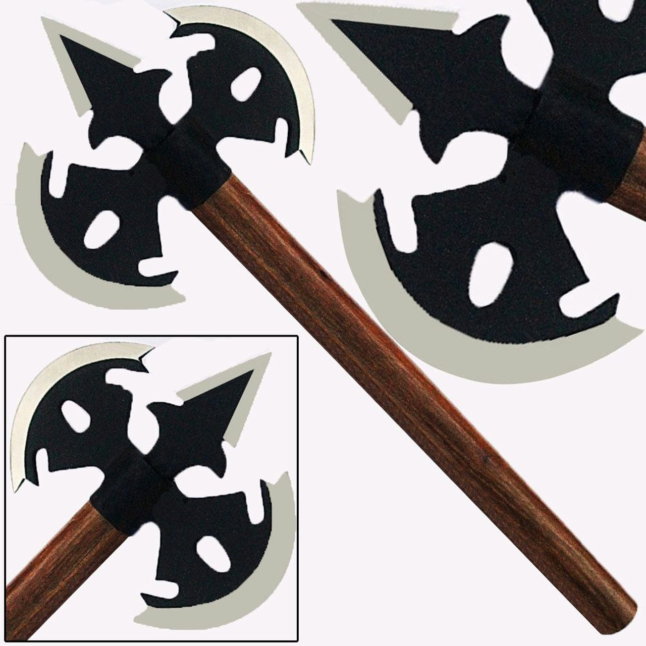 Double Bit Medieval Spear Axe Steel Viking Replica Battle Hatchet Edge Import