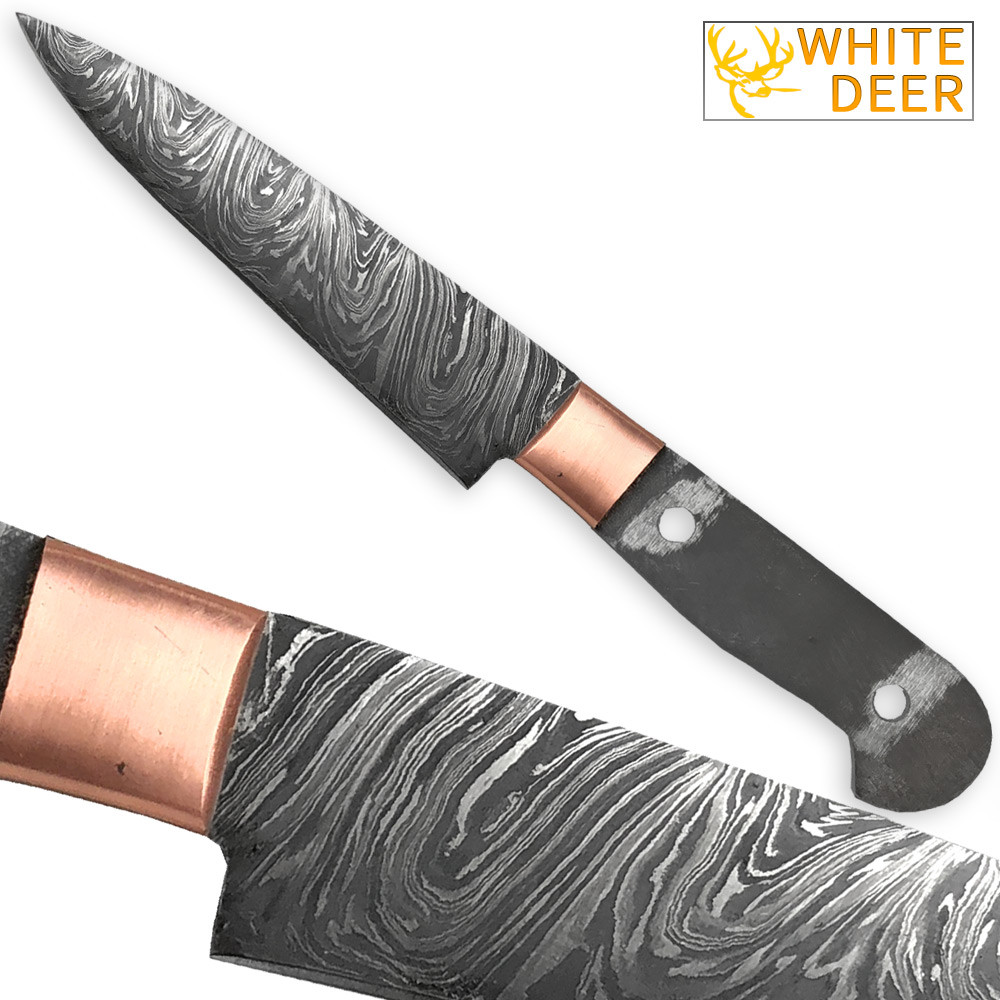 White Deer Damascus Steel Knife Blank 9 375in Paring Chef Blade Cutlery Diy Handle Edge Import