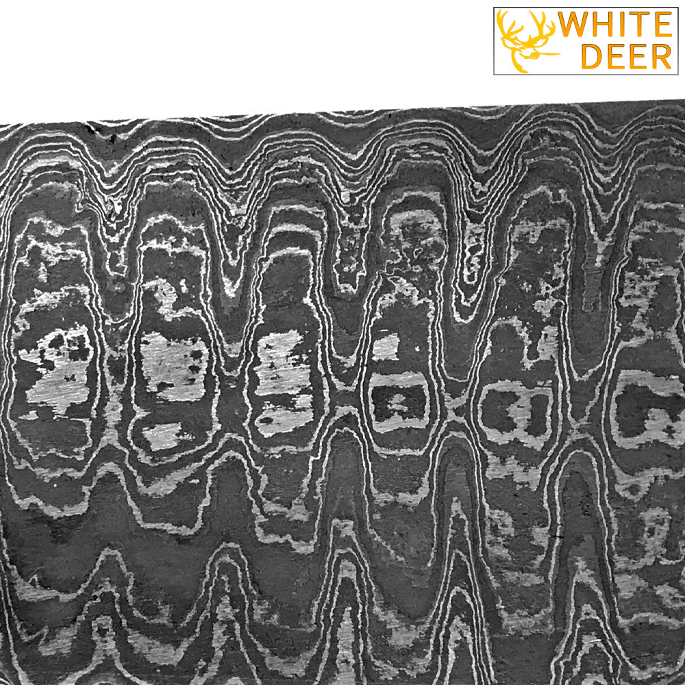White Deer LADDER PATTERN Billet Damascus Steel Forge Welded 10in x 2in ...
