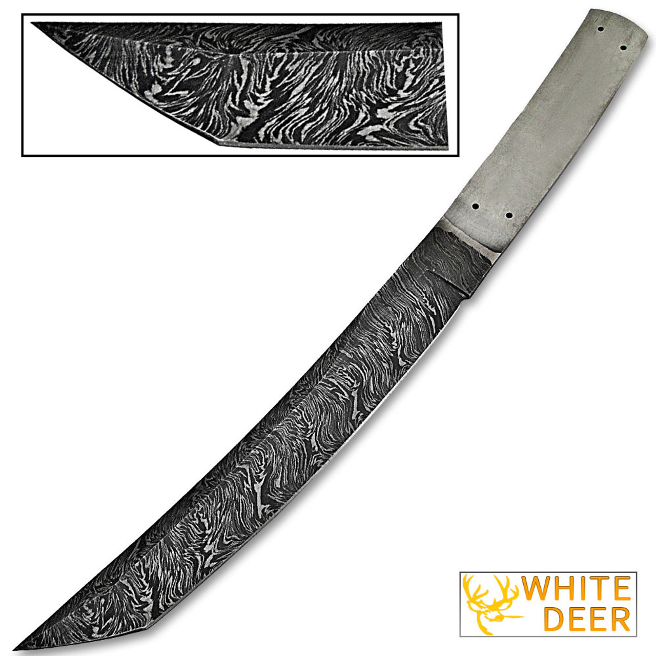 WHITE DEER 1095 Forged Steel Blank Tanto Chef Knife Japanese