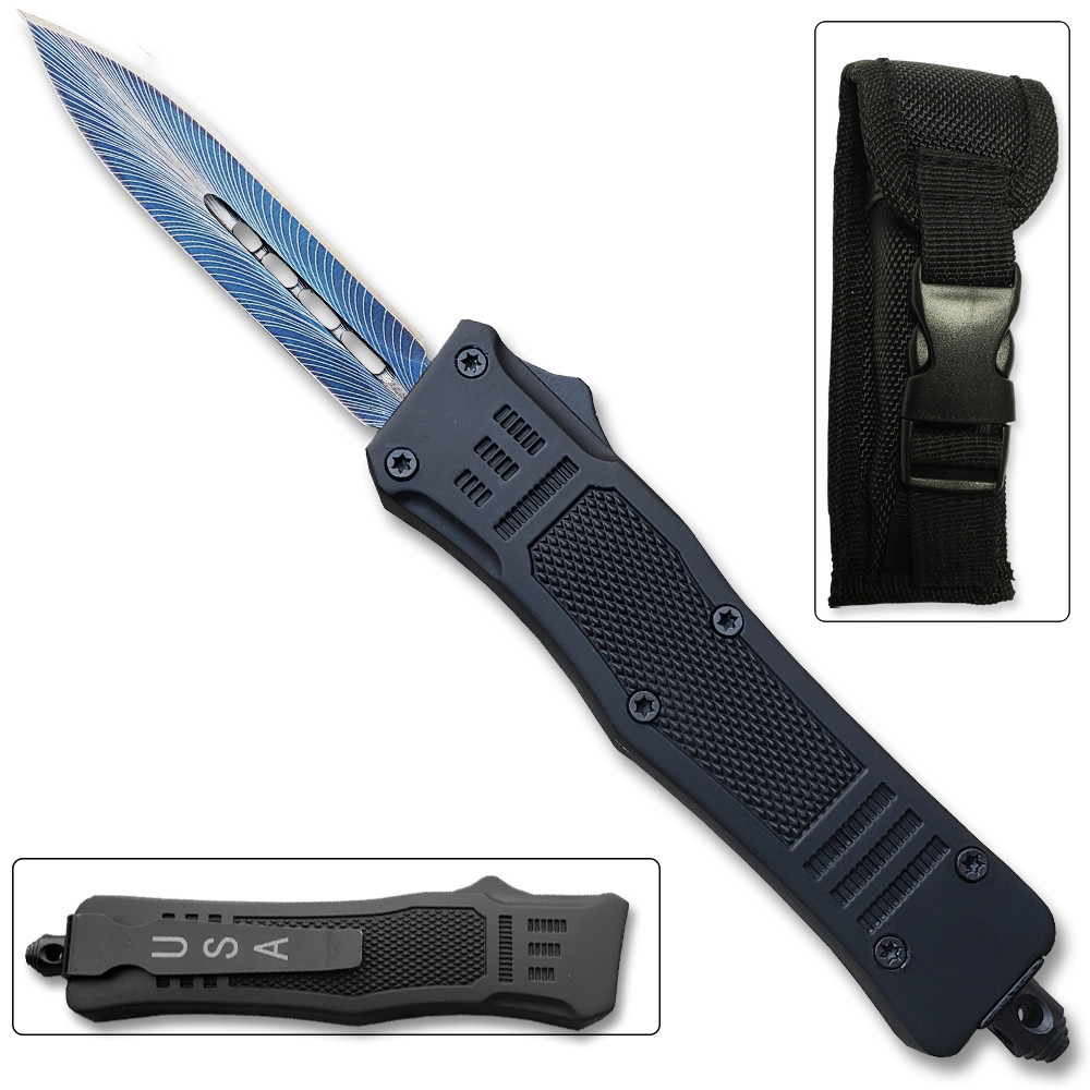 Delta Lightening Blue OTF Out The Front Automatic Double Edge