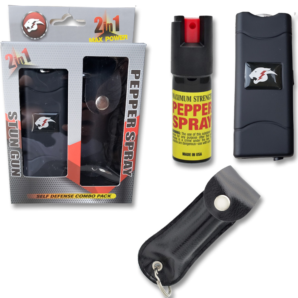 BLACK SELF DEFENSE COMBO (STUN GUN / PEPPER SPRAY Edge Import
