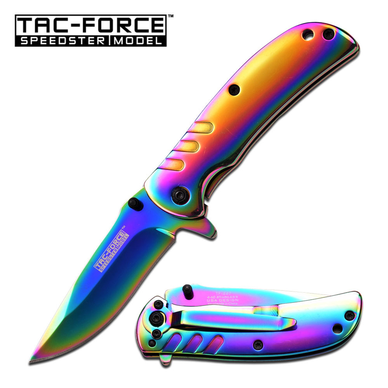 Tac Force Rainbow Titanium Speedster Assisted Opening Pocket Knife