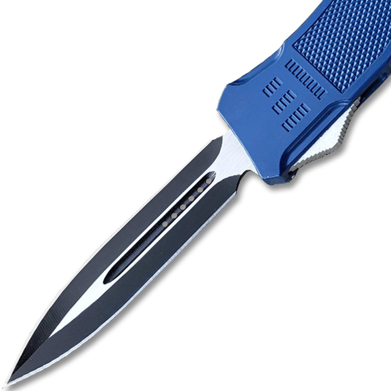 Spear Edge Blue Flagship OTF Knife Double Edge Blade - Edge Import