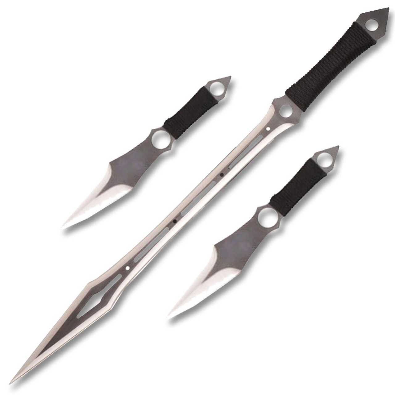 BLACK NINJA WARRIOR SWORD 27 OVERALL 2 PCS THROWING KNIFE SET - Edge Import
