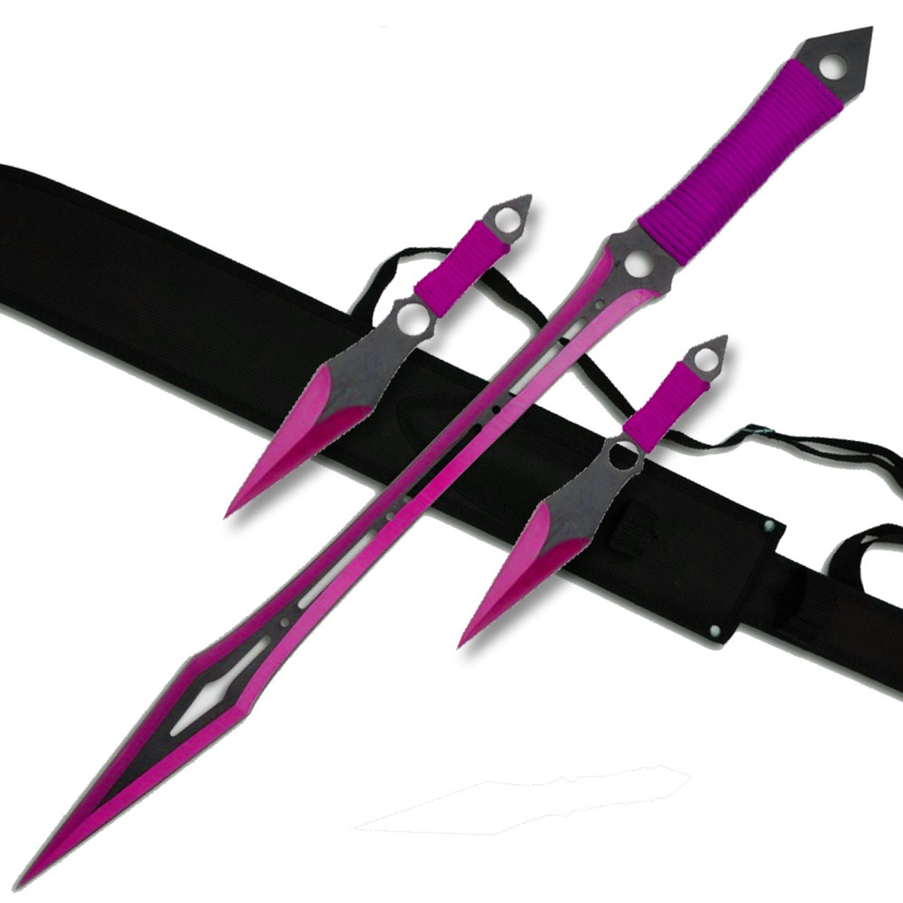 3 Pcs 7.5 Purple Tactical Skull Kunai Throwing Knife Blade