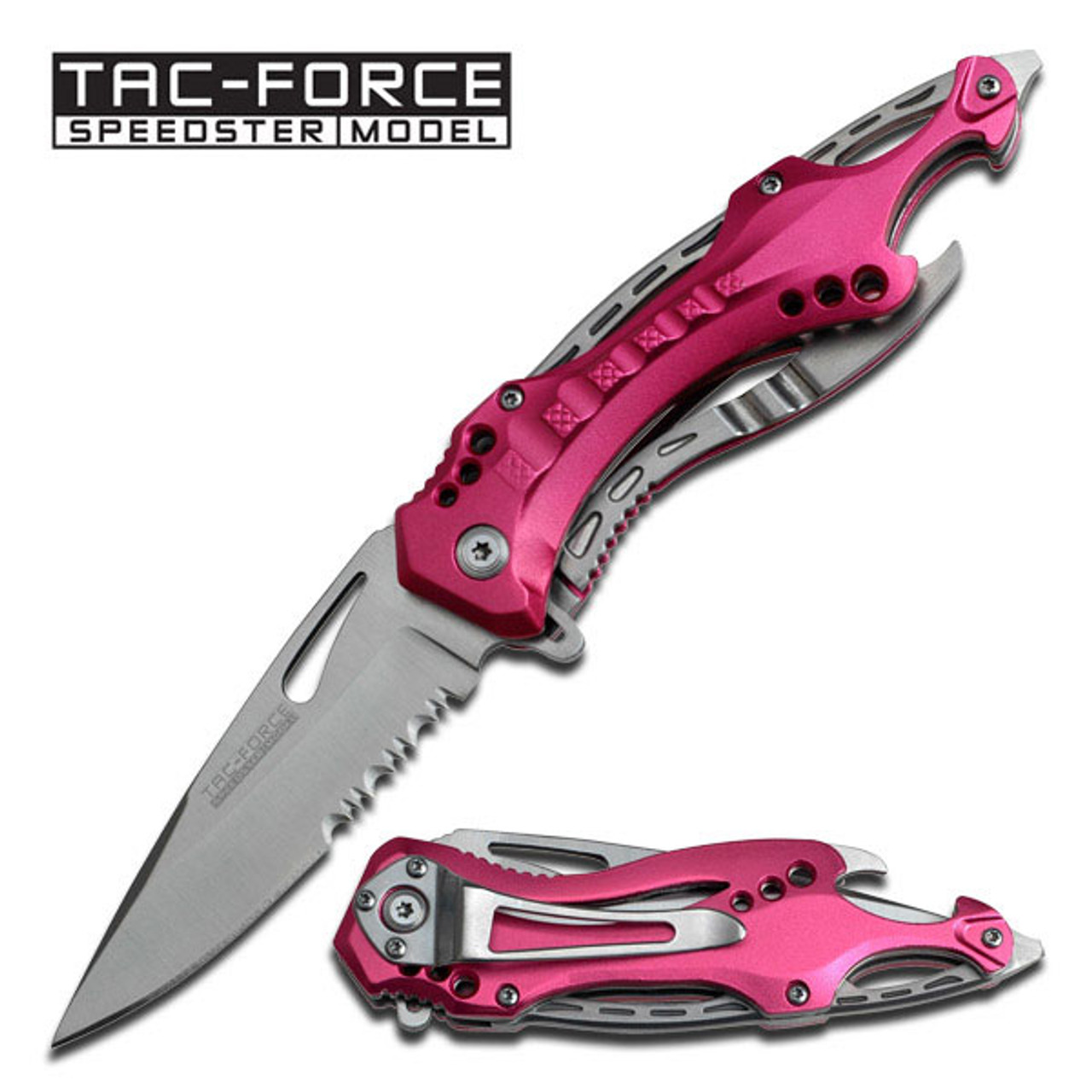 pink double dragon spring knife