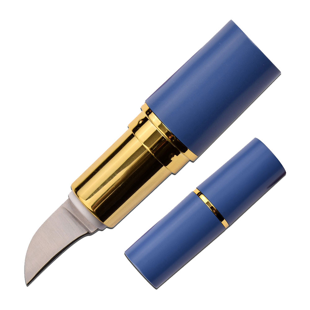 Femme Fatale Lipstick Fixed Blade Knife Blue Edge Import